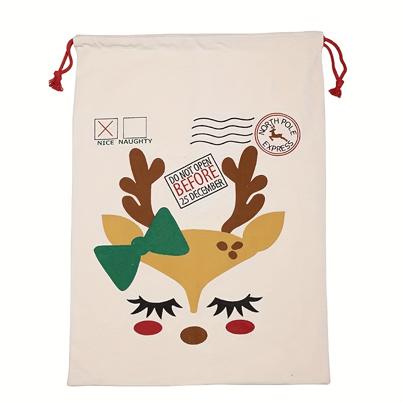 Merry Christmas Drawstring Canvas Santa Sack Large Capacity - Temu