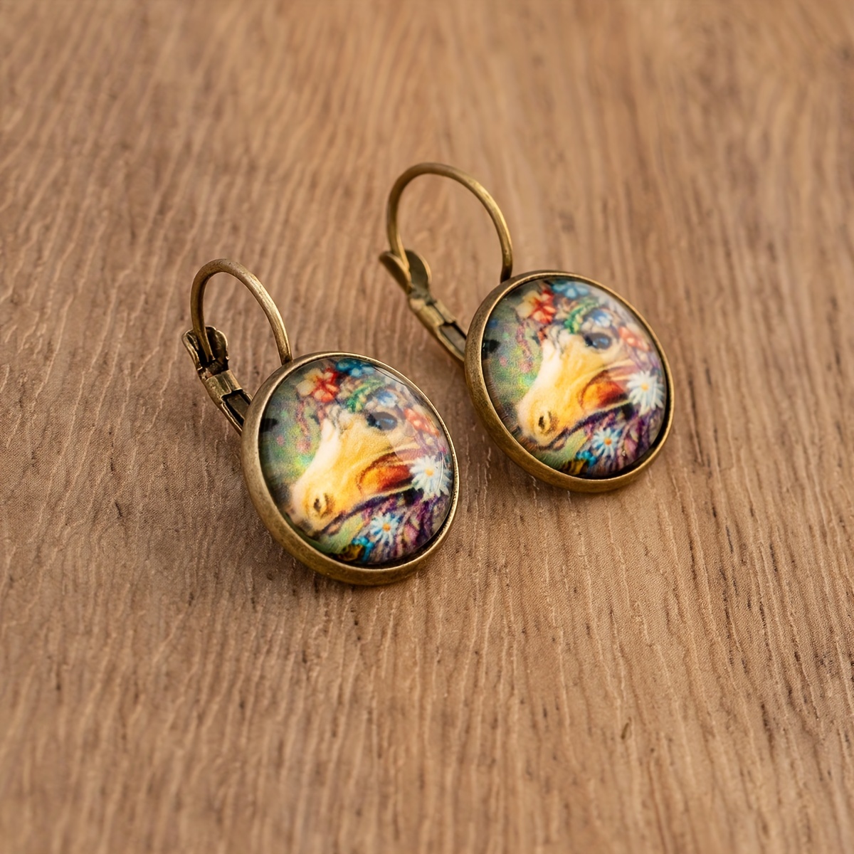 Trendy Colorful Glass Heart Earrings for Women Girls Copper Alloy