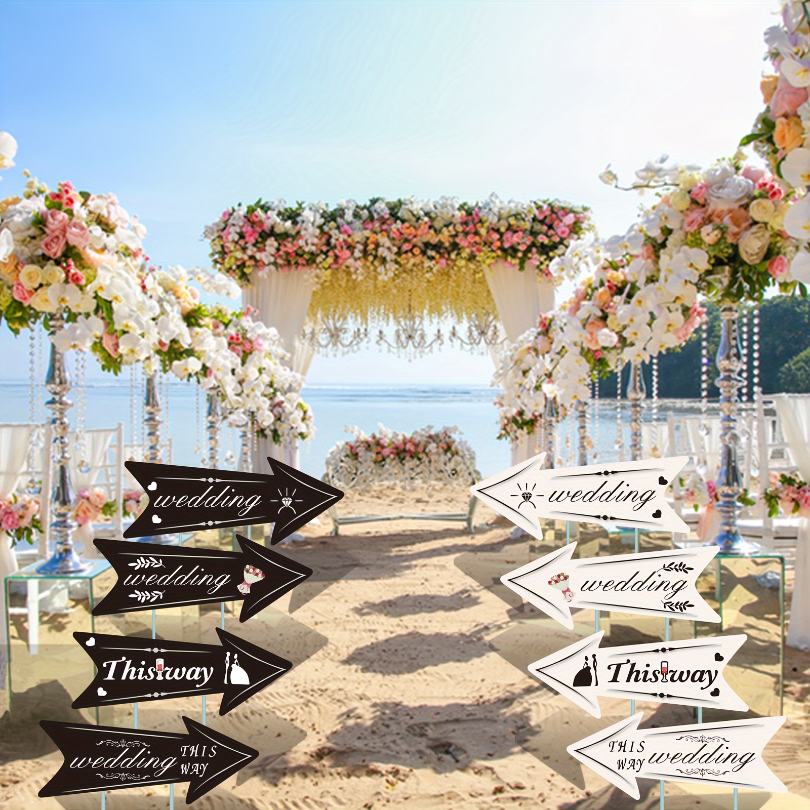 8pcs Segnaletica Direzionale Matrimoni Wedding This Way - Temu Italy