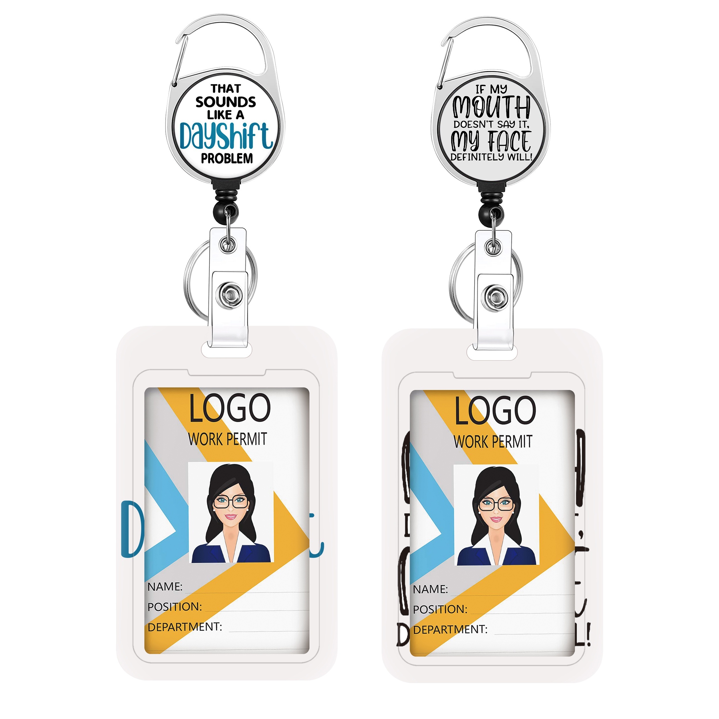 2 Sets Of Badge Clips, Rotatable Retractable Badge Reels, ID Card Holders,  Suitable For Medical Staff, Office Workers, Conference Attendees, Access