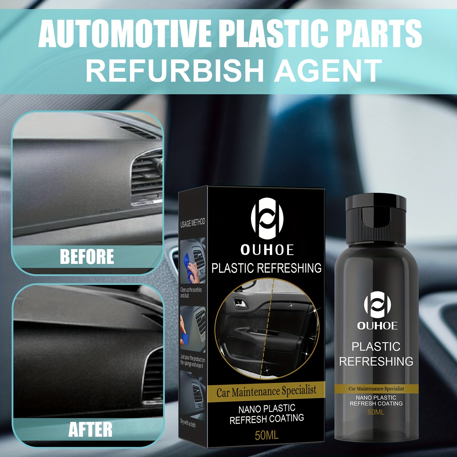 50ml Plastic Restorer Polish Cleaner Agent Hydrophobic Coating Car Kit