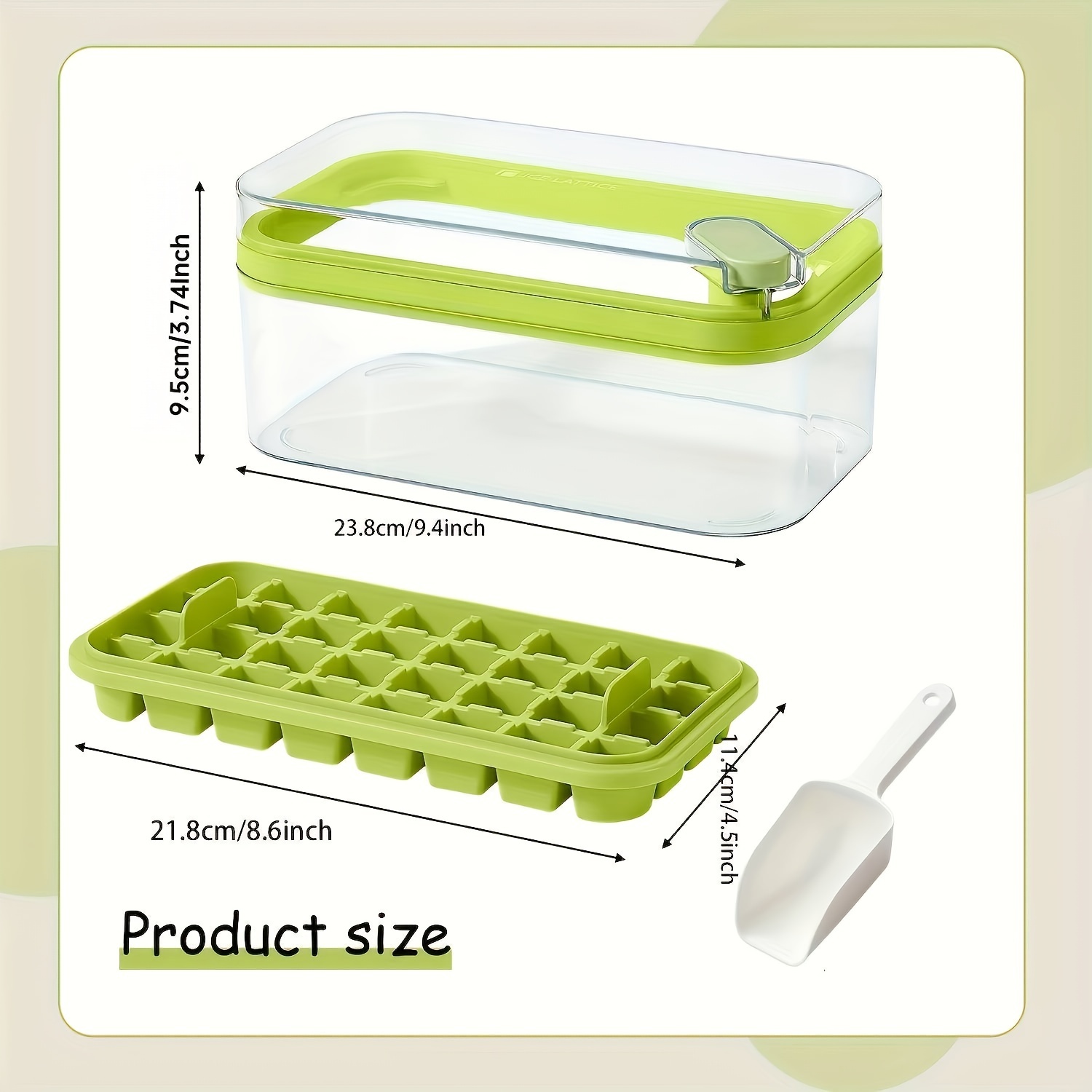 Ice Cube Tray, Large, Pack of 2 - Flexible 8 Cavity Silicone Ice