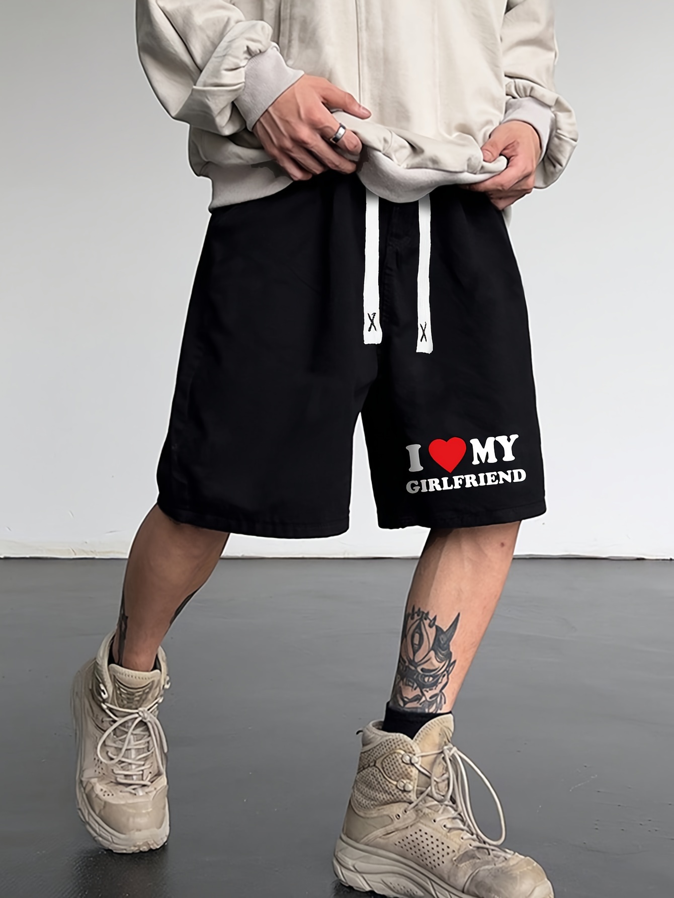 Mens Cute Love Heart Print Boxer Shorts Loose Sport Short Pants Lounge  Underwear