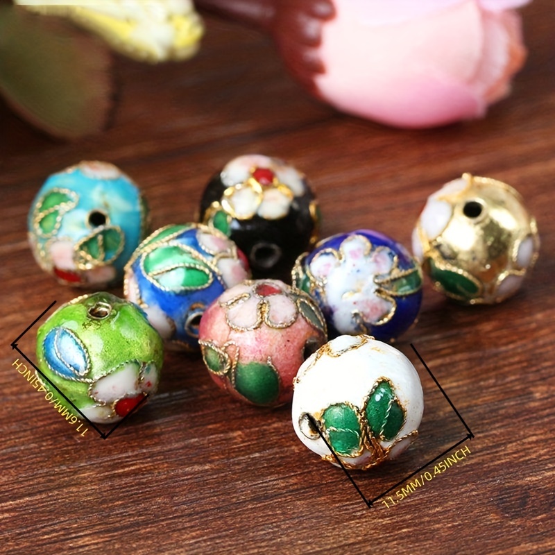 5pcs Cloisonne Enamel Round Loose Bead Handmade DIY Jewelry Making Findings  Filigree Spacer beads Earrings Bracelet Accessories - AliExpress