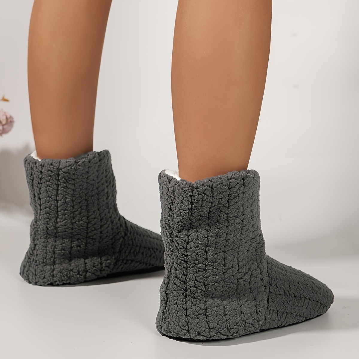 Solid Color Winter Warm Slipper Boots Minimalist Soft Sole - Temu