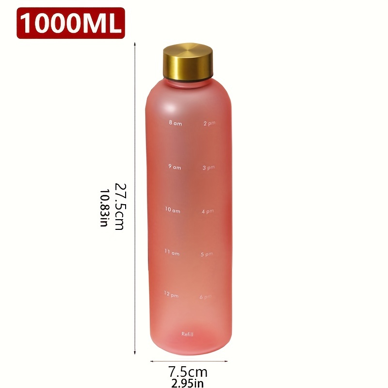 1L Water Bottle With Time Marker 32 OZ Motivational Reusable Fitness Sports  Outdoors Travel Leakproof Frosted Plastic
