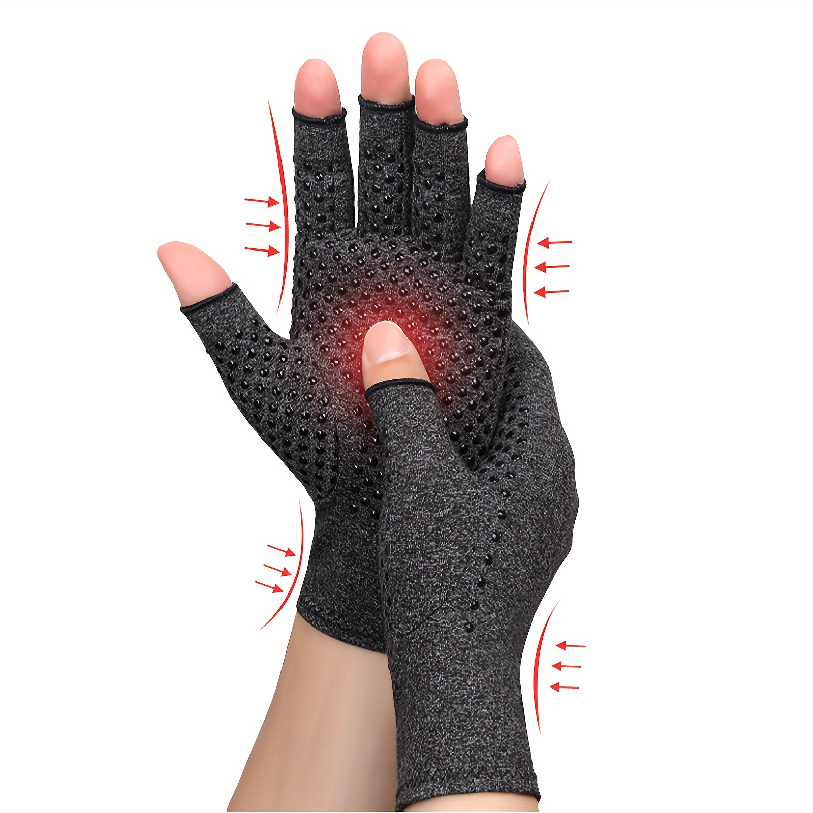 2 pares de guantes de compresión para artritis, guantes de compresión para  artritis para mujeres y hombres, guantes antideslizantes con puntos de