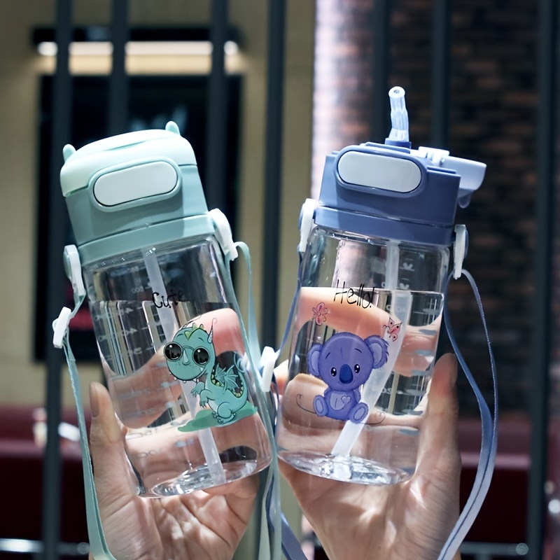 Cute Cartoon Water Cup With Double Handles, Portable Leakproof Straw Water  Bottle, Suitable For Outdoor Sports, Fitness - Temu