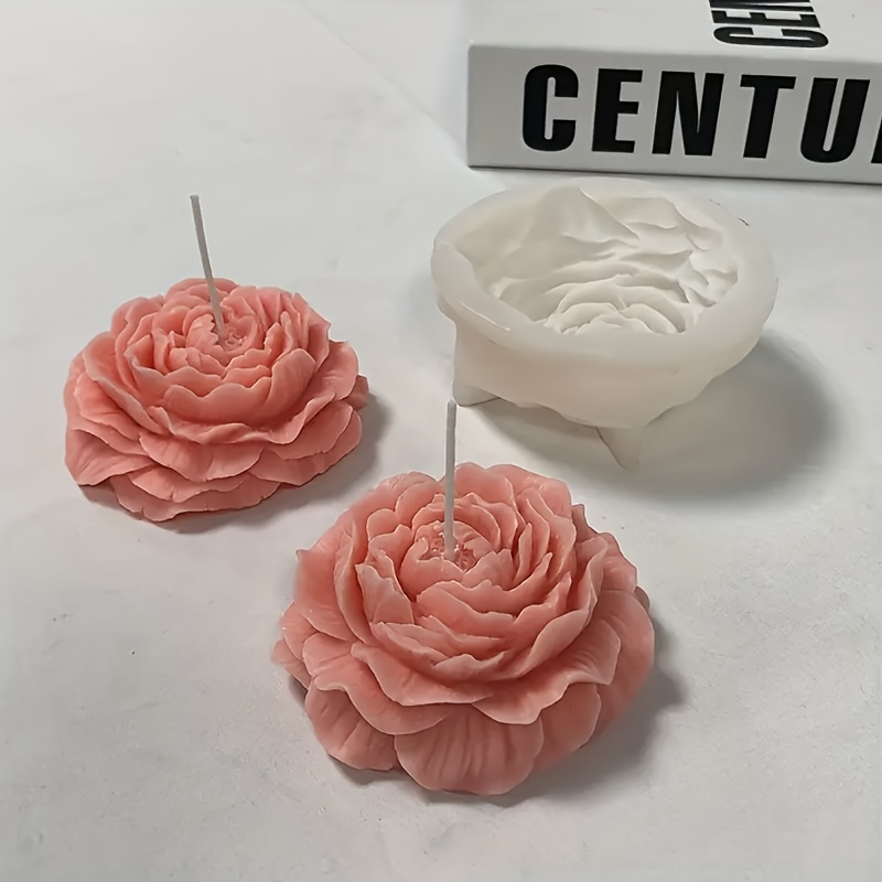 Valentines Day Candle Molds DIY 3D Rose Relief Cylinder Round Ball Shape  Silicone Wax Mould for Handmade Candle Making Cake Mold