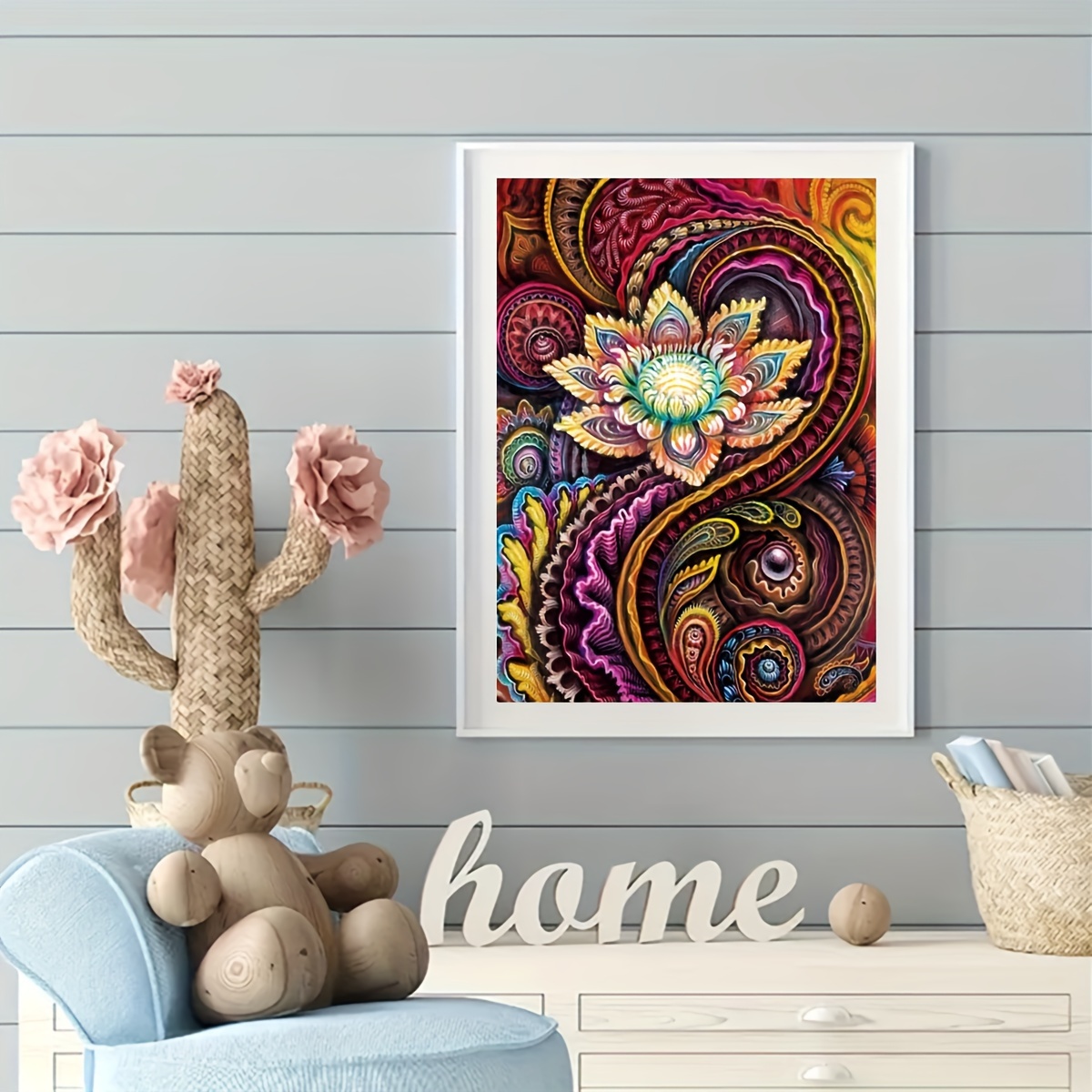 5d Diamond Painting Abstract Flower Diy Kit Adult Round And - Temu