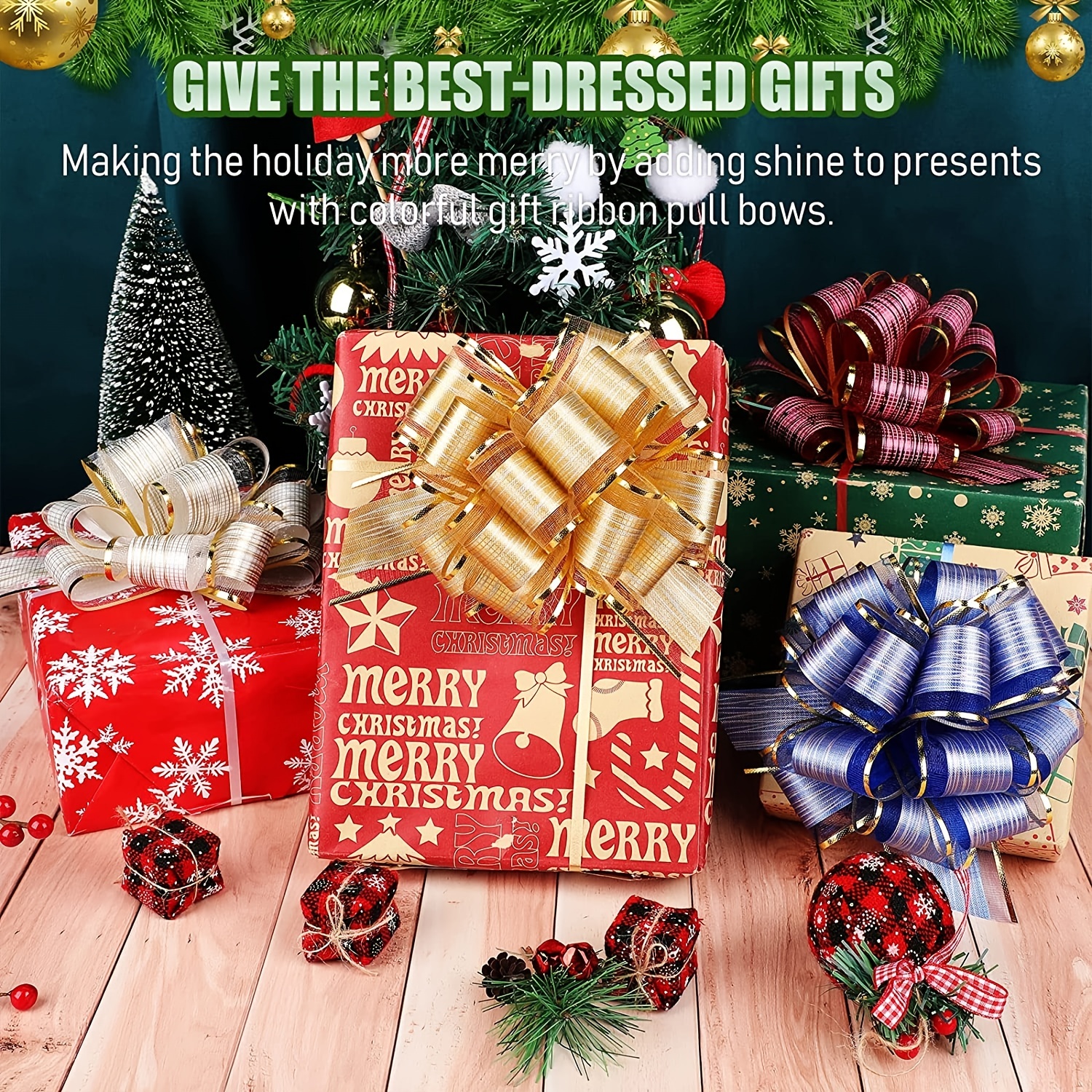 100 lazos de 5 pulgadas para envolver regalos, lazos de envoltura de  regalos con cinta para regalos de Navidad, decoración de boda, cesta de  regalo
