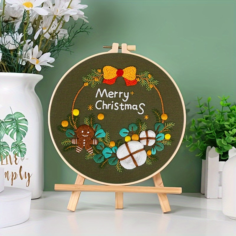 Merry Christmas Bear Embroidery Kit DIY Needlework New Year Celebrations  Needlecraft for Beginner Cross Stitch Artcraft