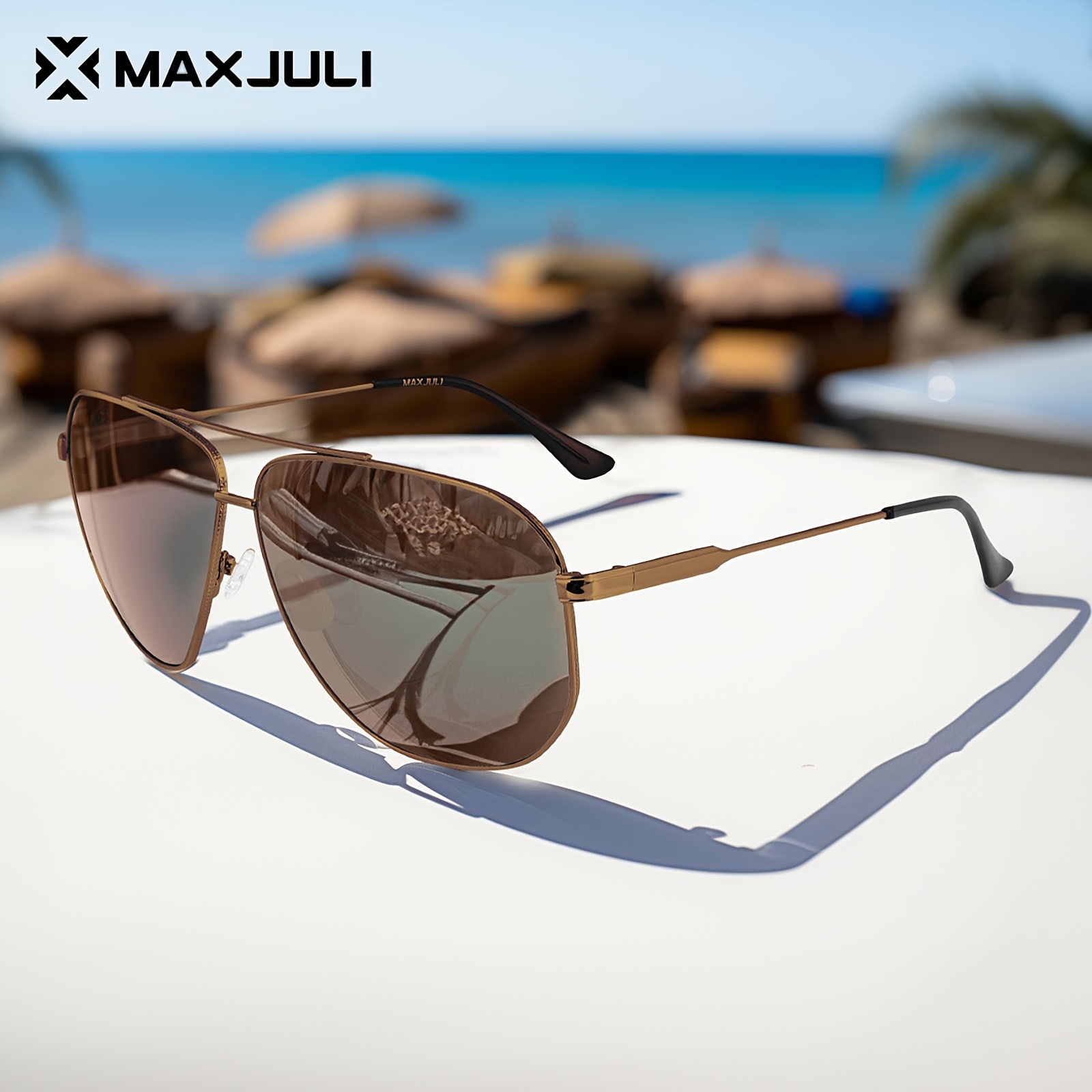 MAXJULI XXL Size Extra Large Polarized Big Metal Frame Glasses, 153mm For  Big Wide Heads Men