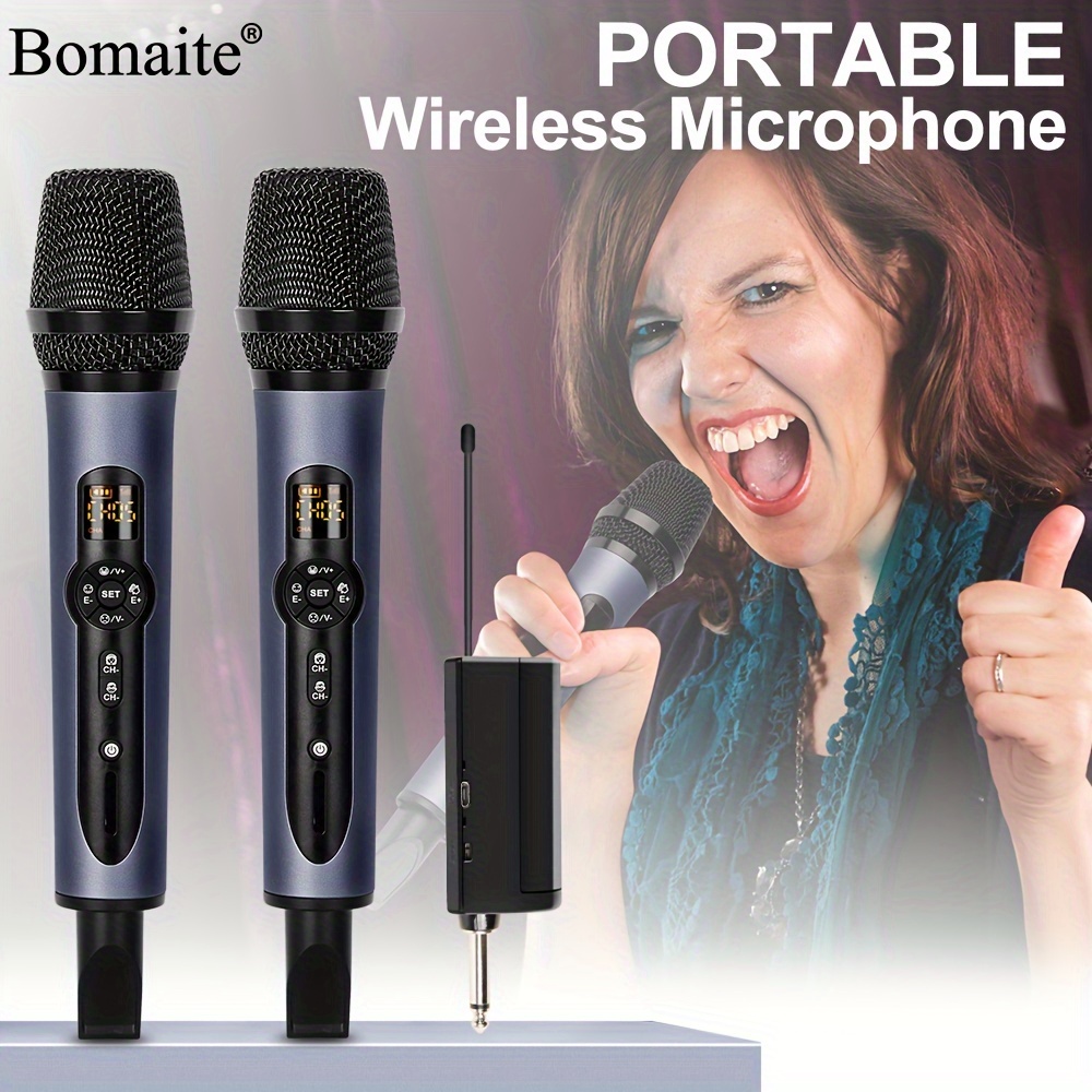 Wireless Microphone, Bietrun UHF Metal Dual Handheld Cordless