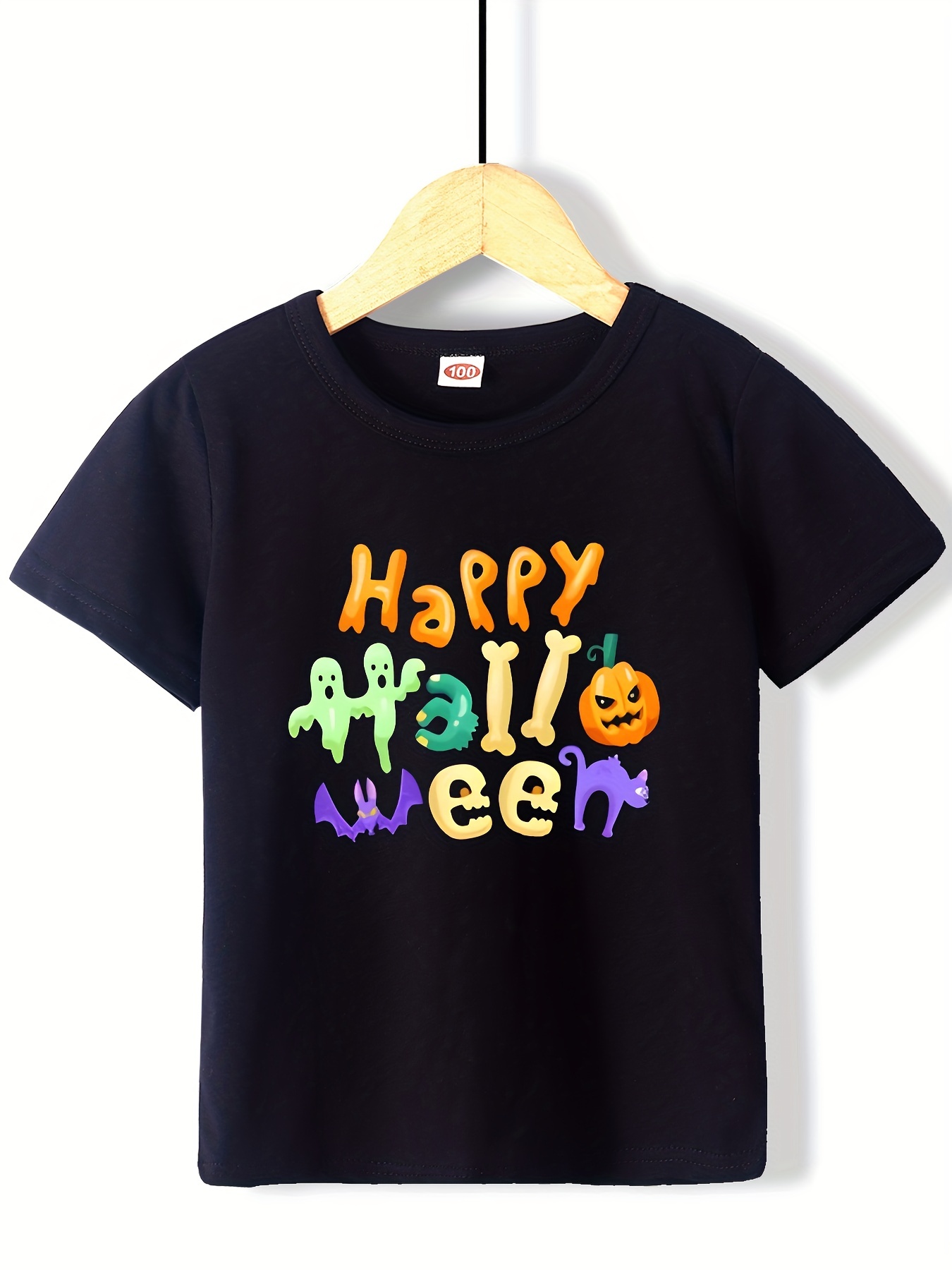 Happy Halloween Print T Shirt Tees For Kids Boys Casual Short