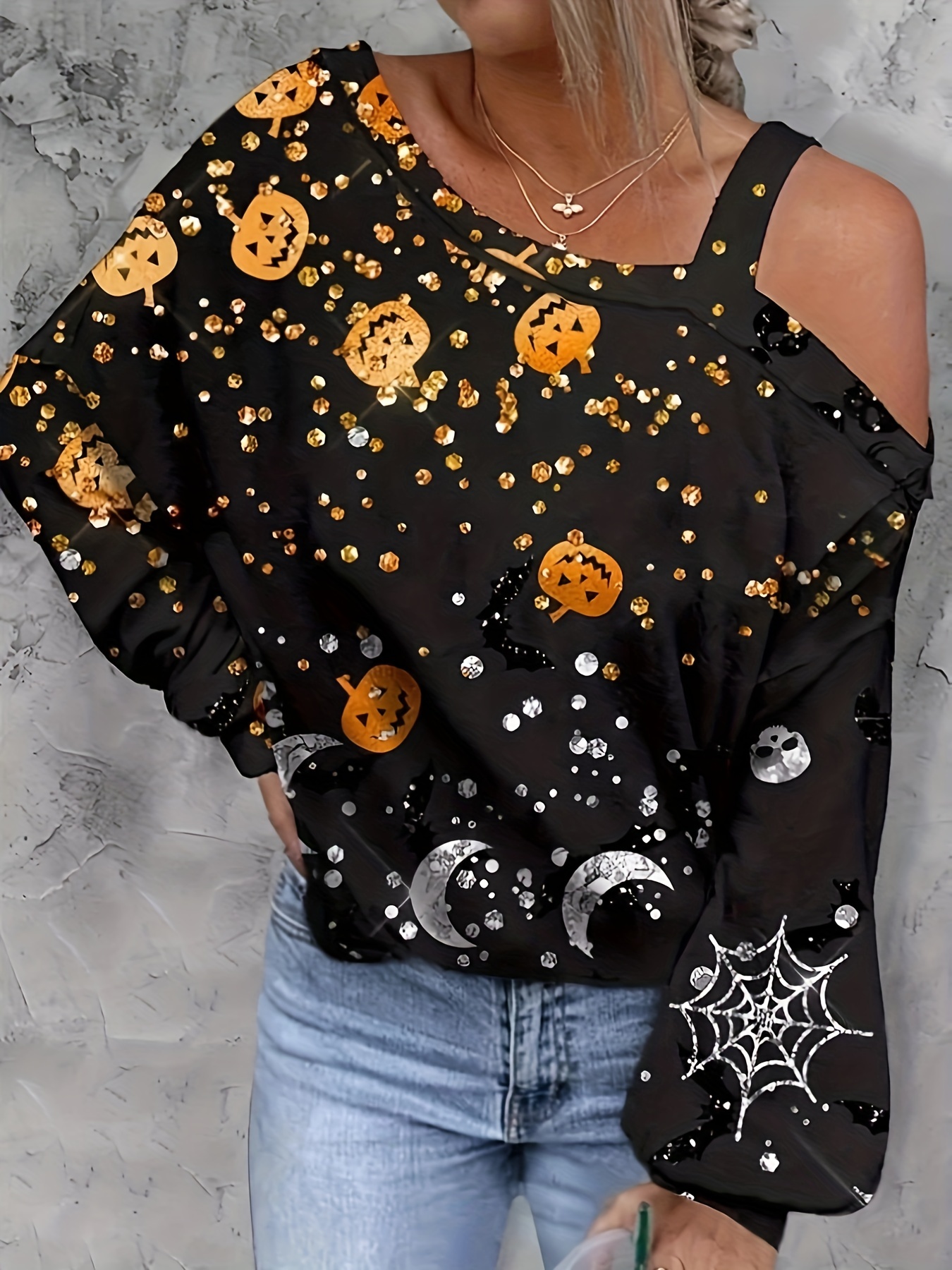 Cold shoulder halloween top new arrivals