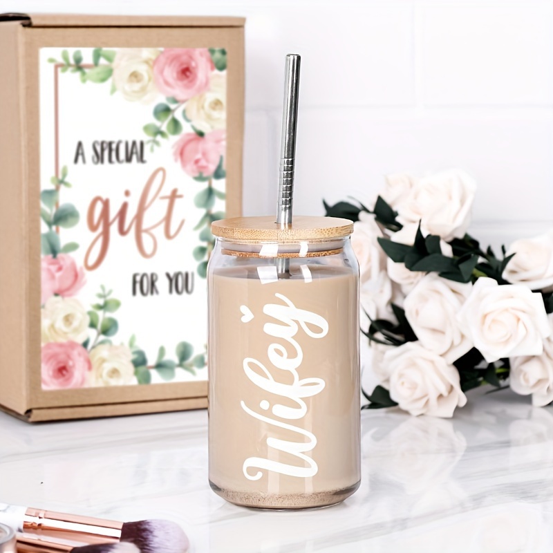 Wildflower Beer Can Glass | Iced Coffee Glass Cup | Trendy Cup | Glass  Coffee Cup | Coffee Cup | Bridesmaid Gift| Custom Cup