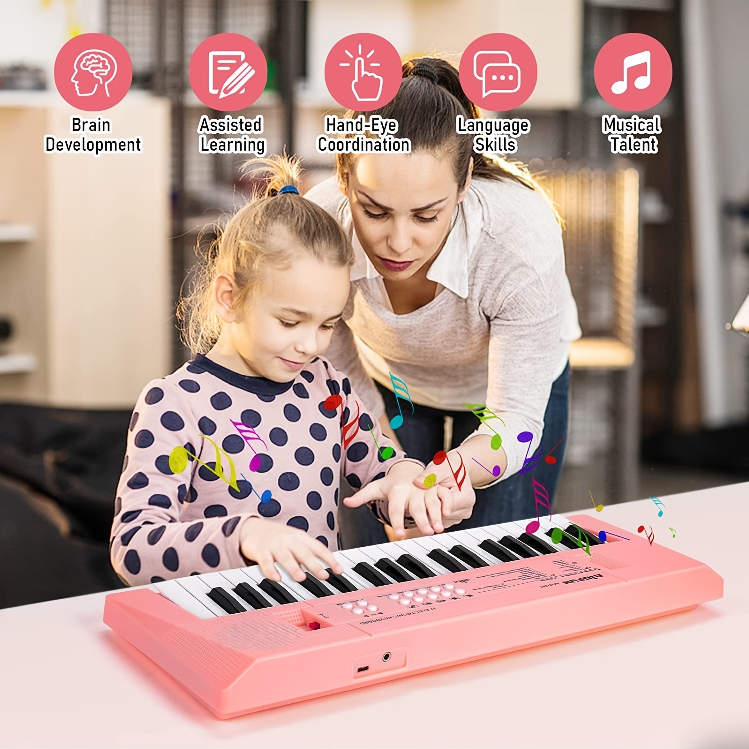 ZMZS Jouet piano pour premier anniversaire pour filles de 2 à 3 ans,  clavier musical pour bébé à 22 touches pour enfants à partir de 18 mois