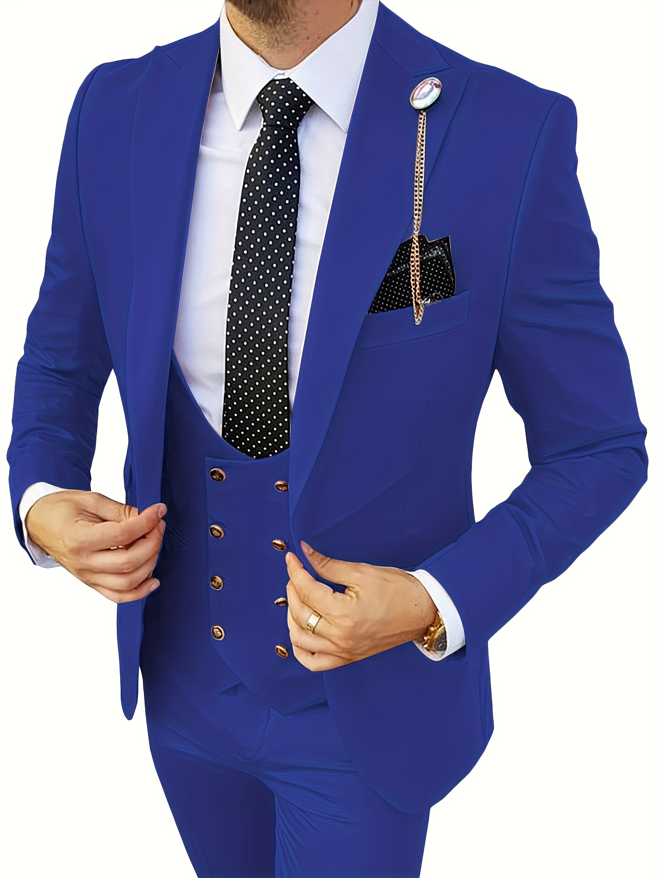 Men's Slim Fit Suits Double Breasted Multicolor Vest - Temu Canada