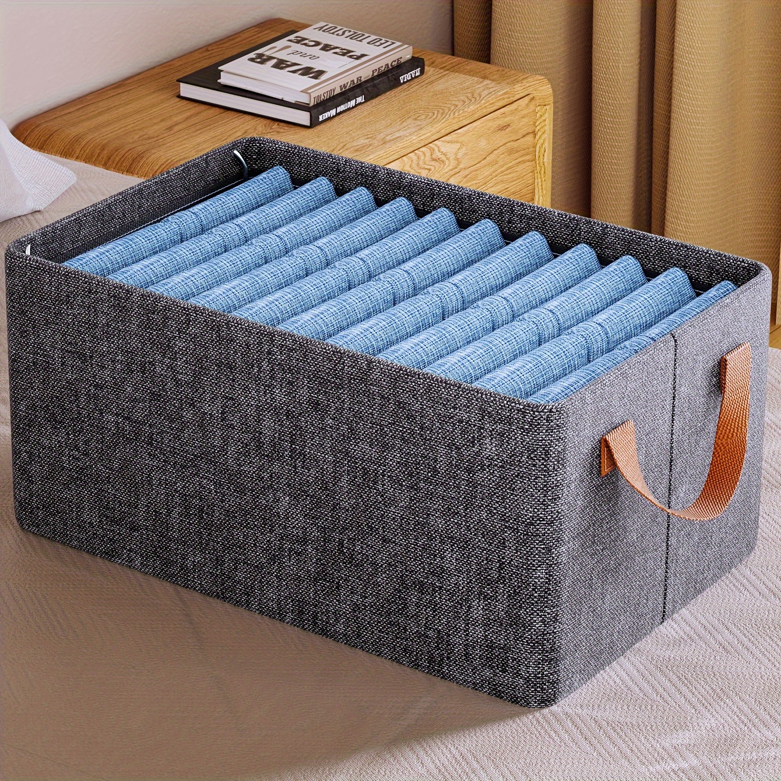 Collapsible Clothes Storage Basket Canvas Linen Storage - Temu