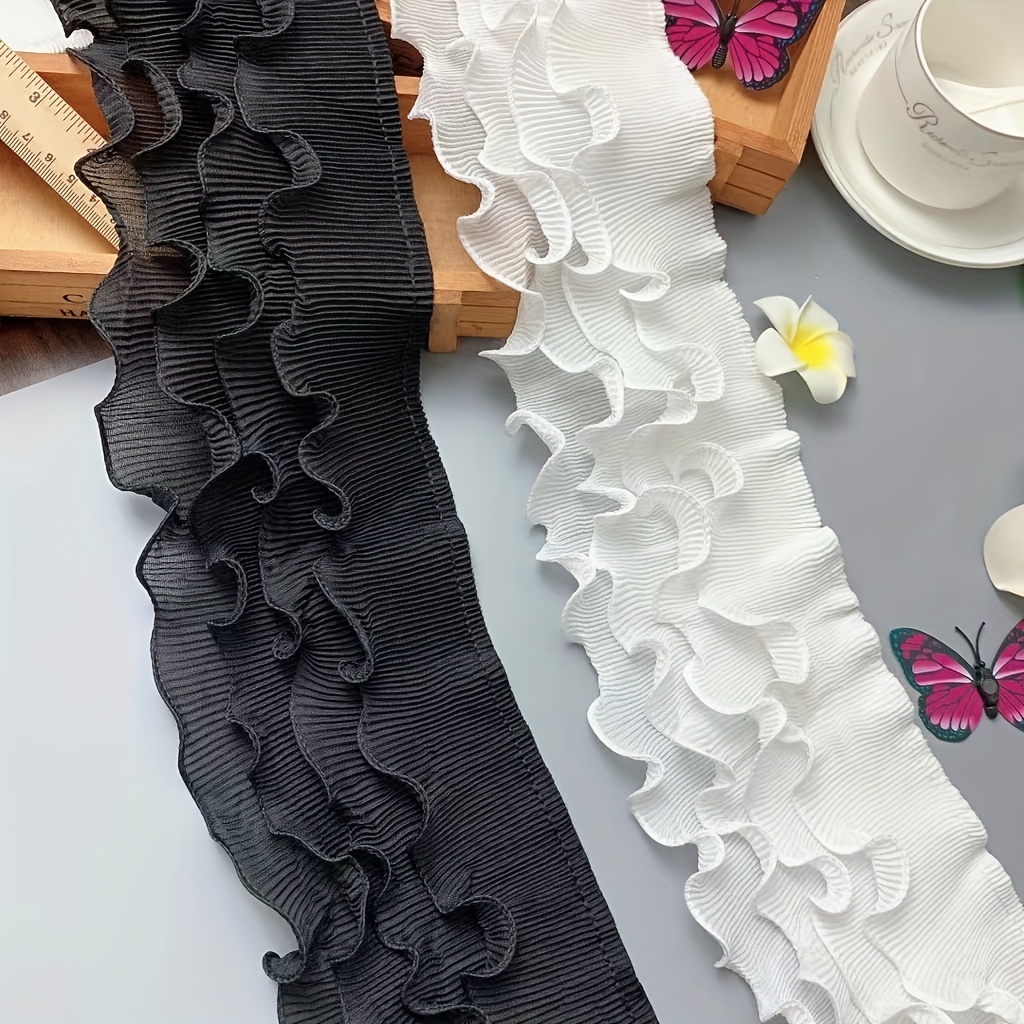 Ruffle Trim with Lace width 30 mm  STOKLASA Haberdashery and Fabrics