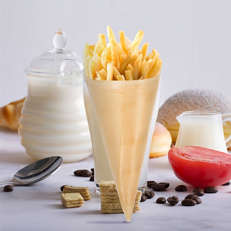 

50pcs Disposable Wood Appetizer Cones Disposable Ice Cream Cone Cups Party Candy Cones