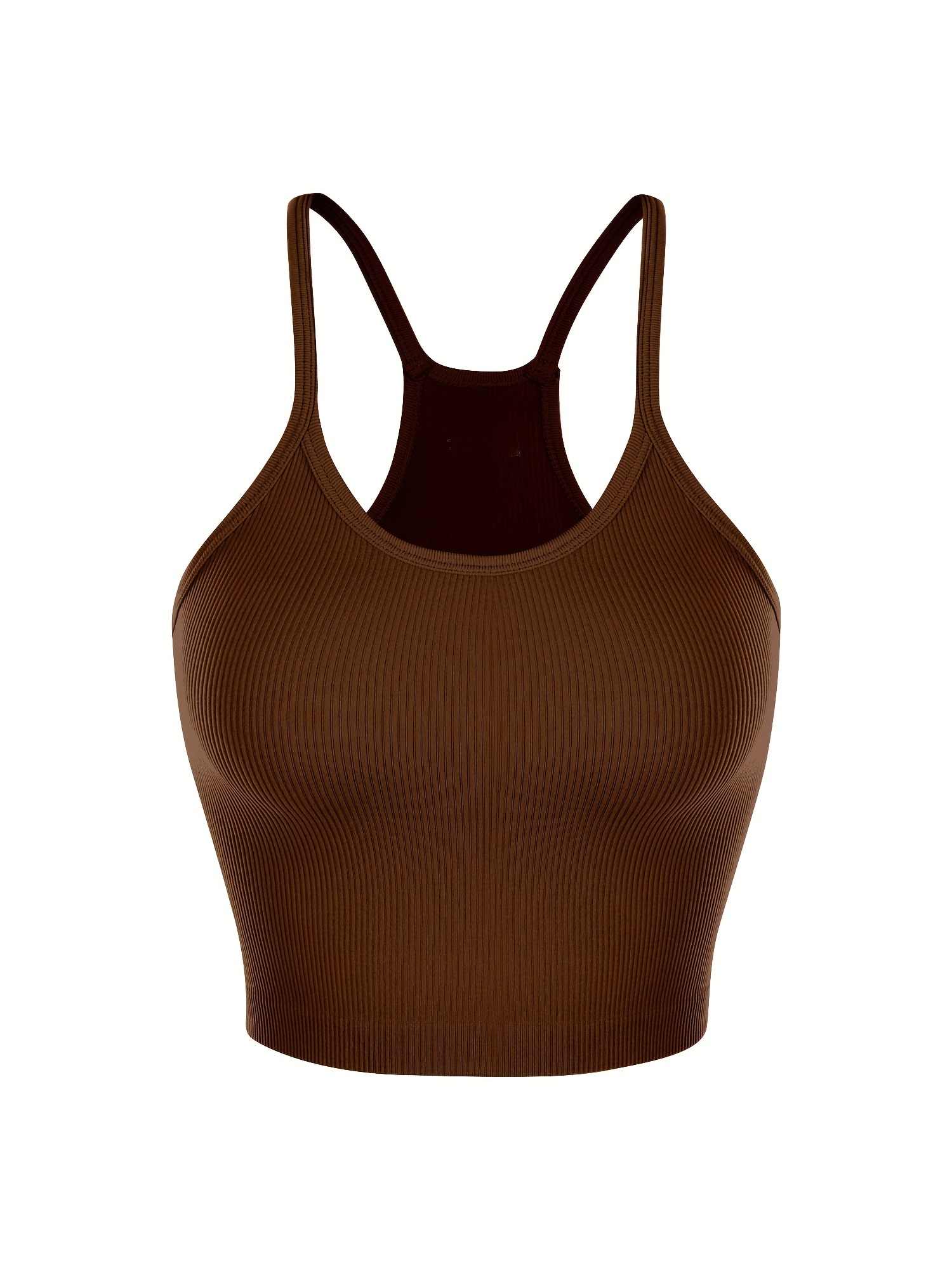 Womens Ribbed Cropped Sport Bra Low Impact, Seamless, Ideal For