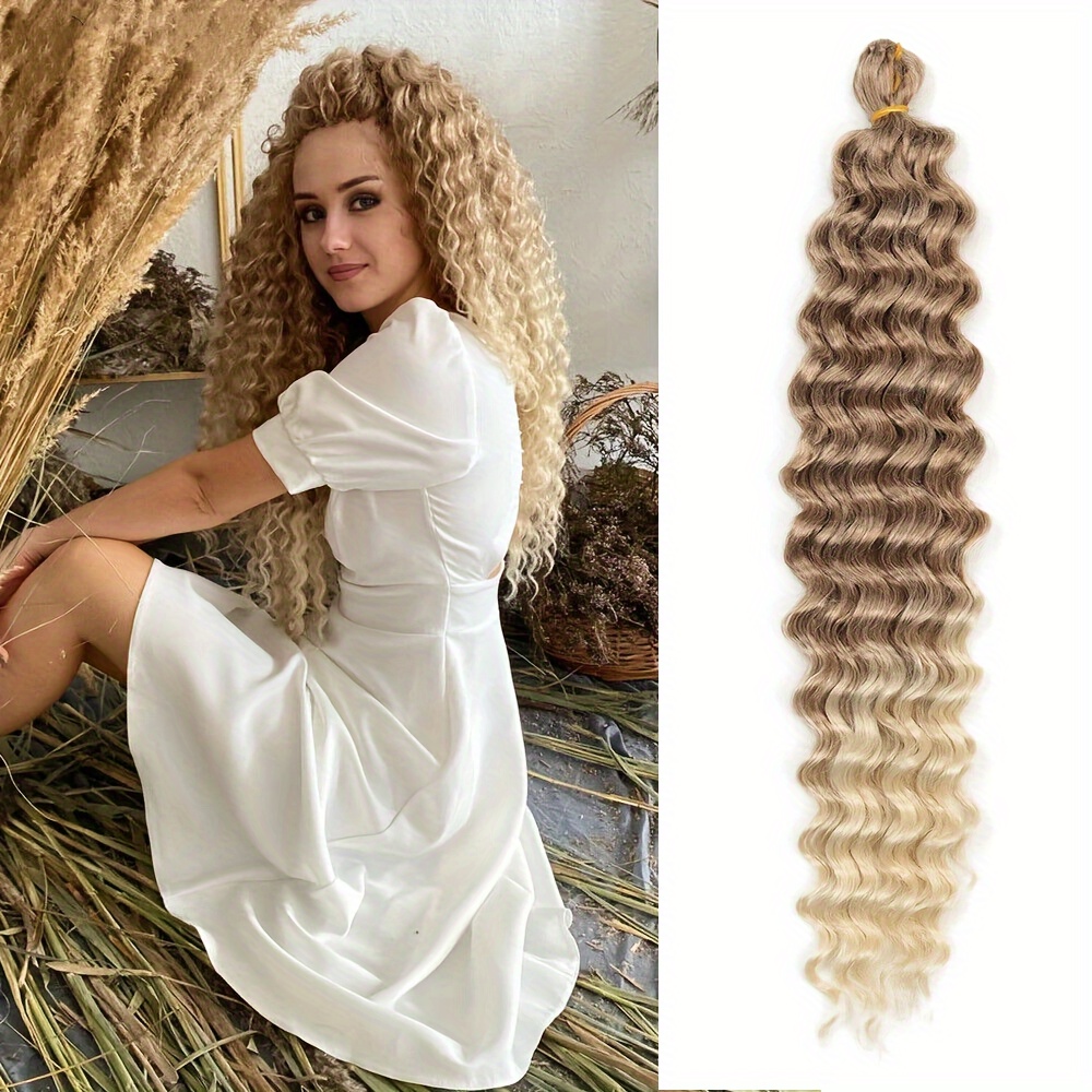 Synthetic Twist Crochet Curly Hair 22 Inch Water Wave Braid Hair Ombre  Blonde Brown Red Grey Deep Wave Braiding Hair Extension