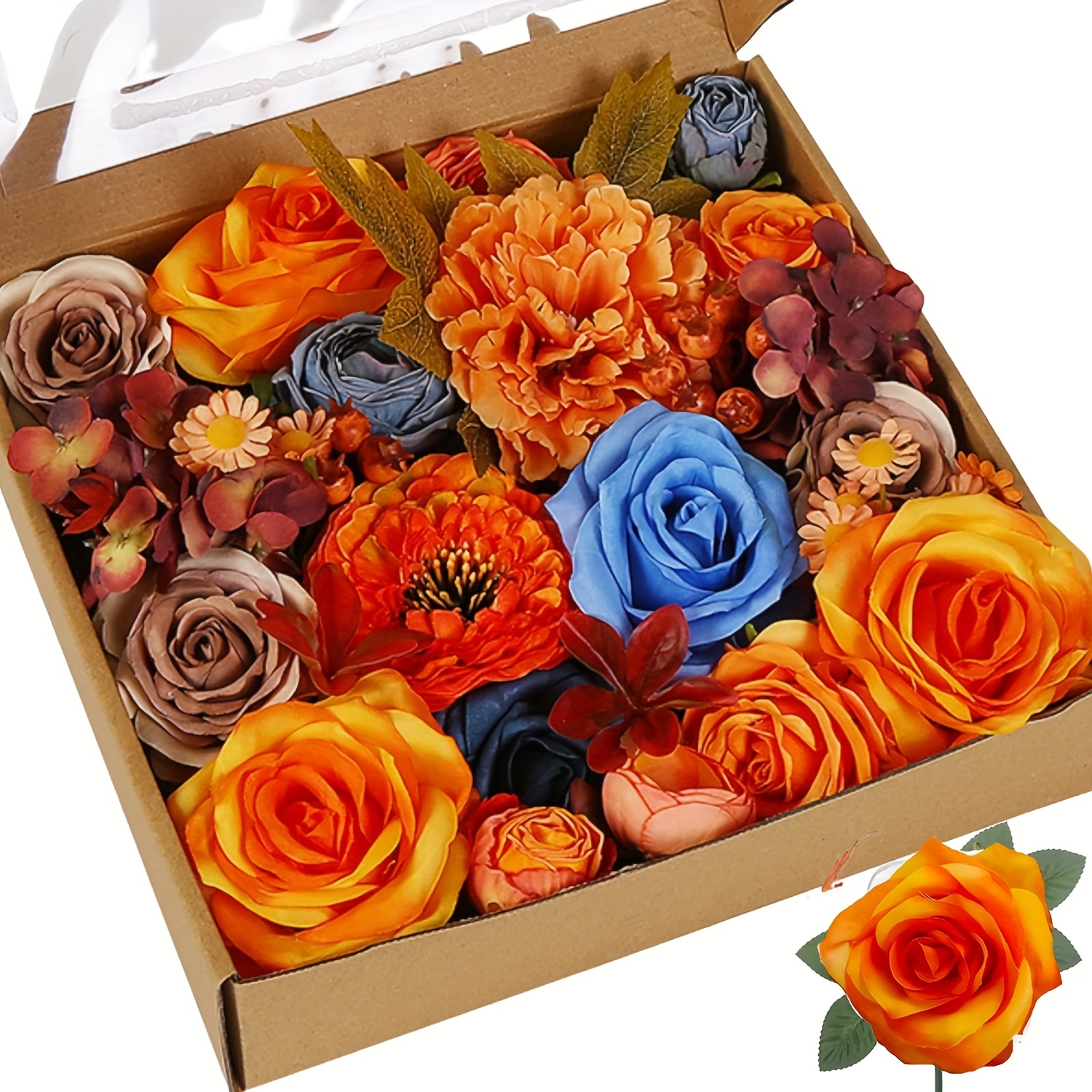 Artificial Flowers Combo Box Set Gradient Flower Leaf With - Temu