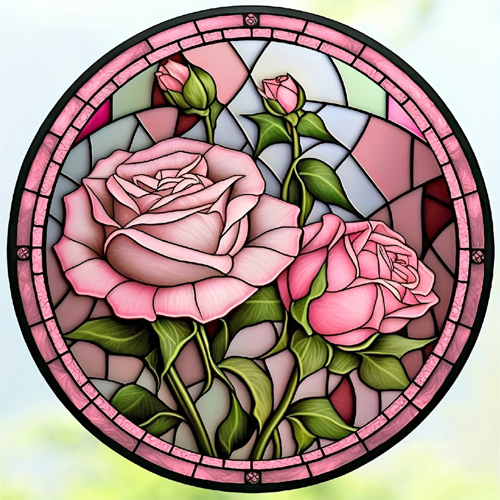 

1pc 30x30cm/11.8x11.8in 5d Diy Artificial Diamond Painting Pink Rose Flower Diamond Painting, Living Room Bedroom Decoration