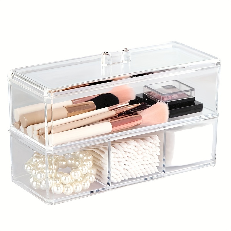 Clear Acrylic Make Up Organizer Box Dresser Container Case With Lid