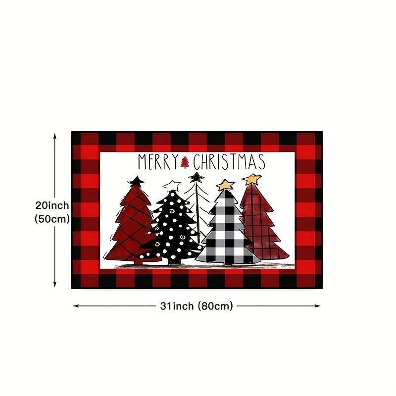 Christmas Tree Kitchen Rug Floor Mat Christmas Black And Red - Temu