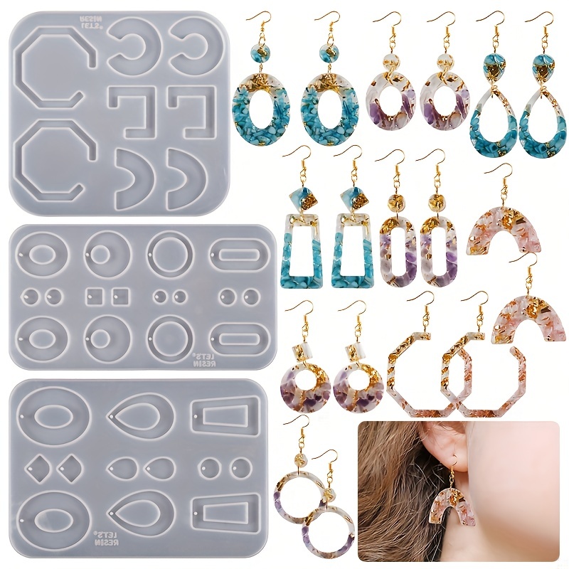 A Set Pendant Charm Mode Silicone Mold Resin Mould Jewelry Making Epoxy  Molds Earring With Hole
