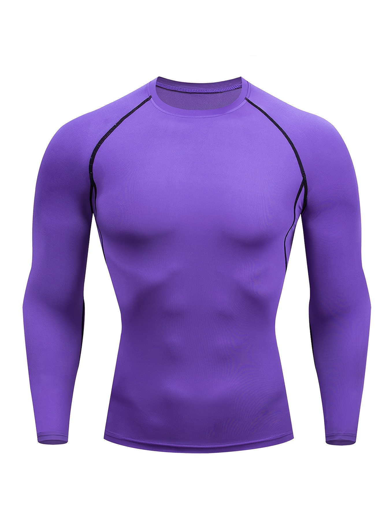 Quick dry Purple Compression Shirt Men Long Sleeve Athletic - Temu