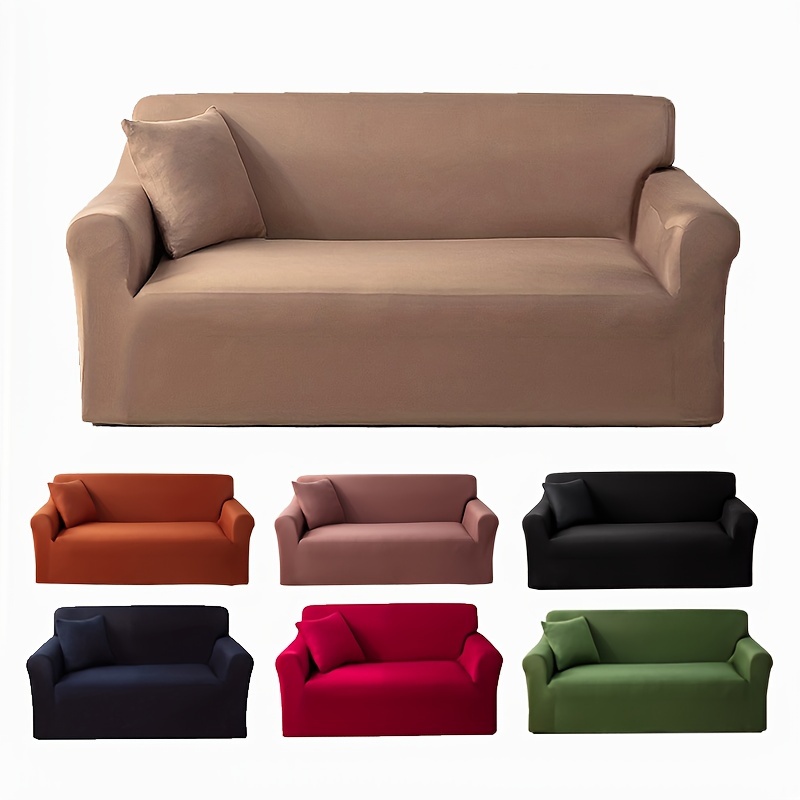 

1pc Polyester Sofa Slipcover, Non-slip Elastic Solid Color Sofa Cover, Couch Cover Furniture Protector For Bedroom Office Living Room Home Decor