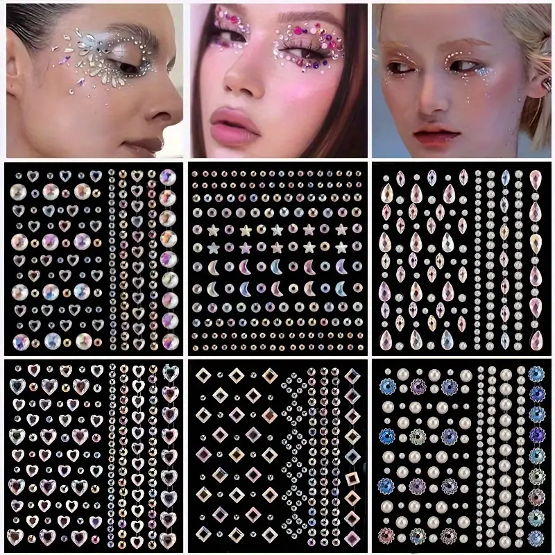 Face Gems Crystal Acrylic Face Jewels Stage Pearl Sticker - Temu