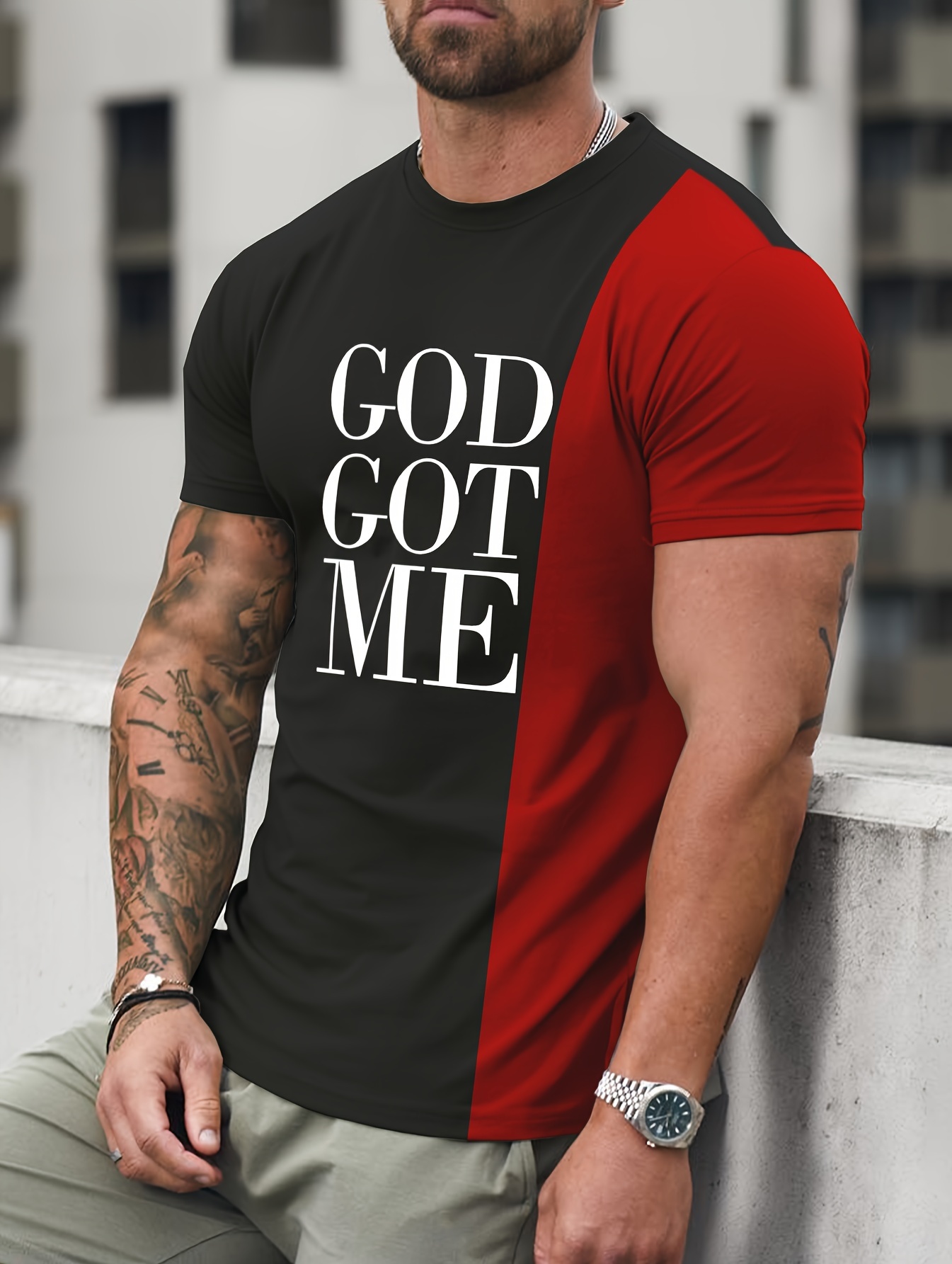 god Got '' Men's Color Block T shirt Casual Stretch Loose - Temu Japan