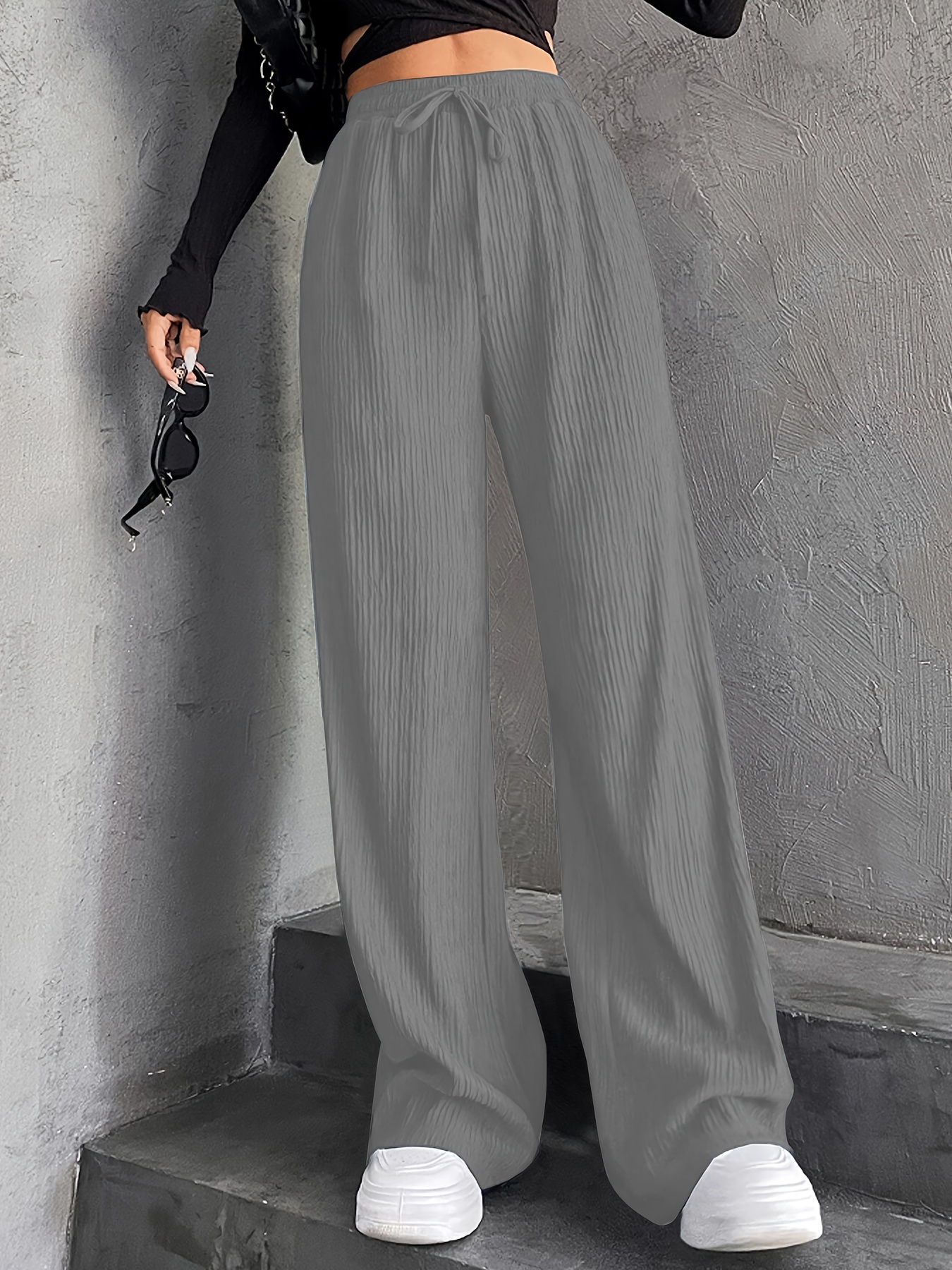 Pantalones anchos informales de estilo callejero para mujer, Pantalón Cargo  holgado Retro, a la moda, con cintura elástica, 2023 - AliExpress