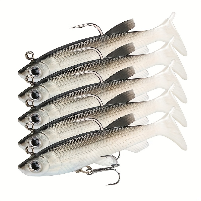 5Pcs Soft Baits Fishing Lures 5.5cm/7cm 1.2g/2.8g Artificial Moving  Floating Pva Swimbait Paddle Tail Fishing Tackle Goods