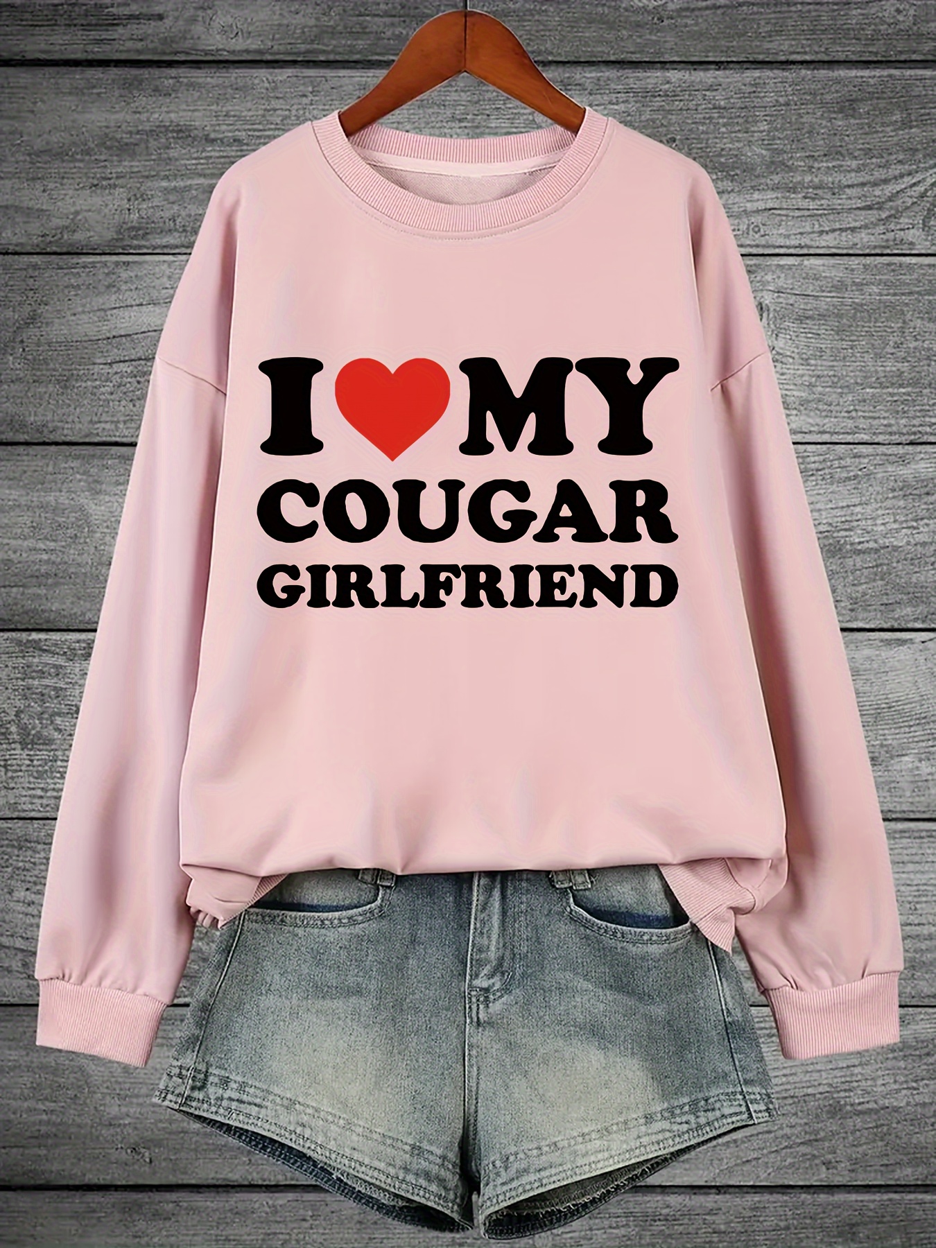plus size letter print sweatshirt casual long sleeve crew Temu