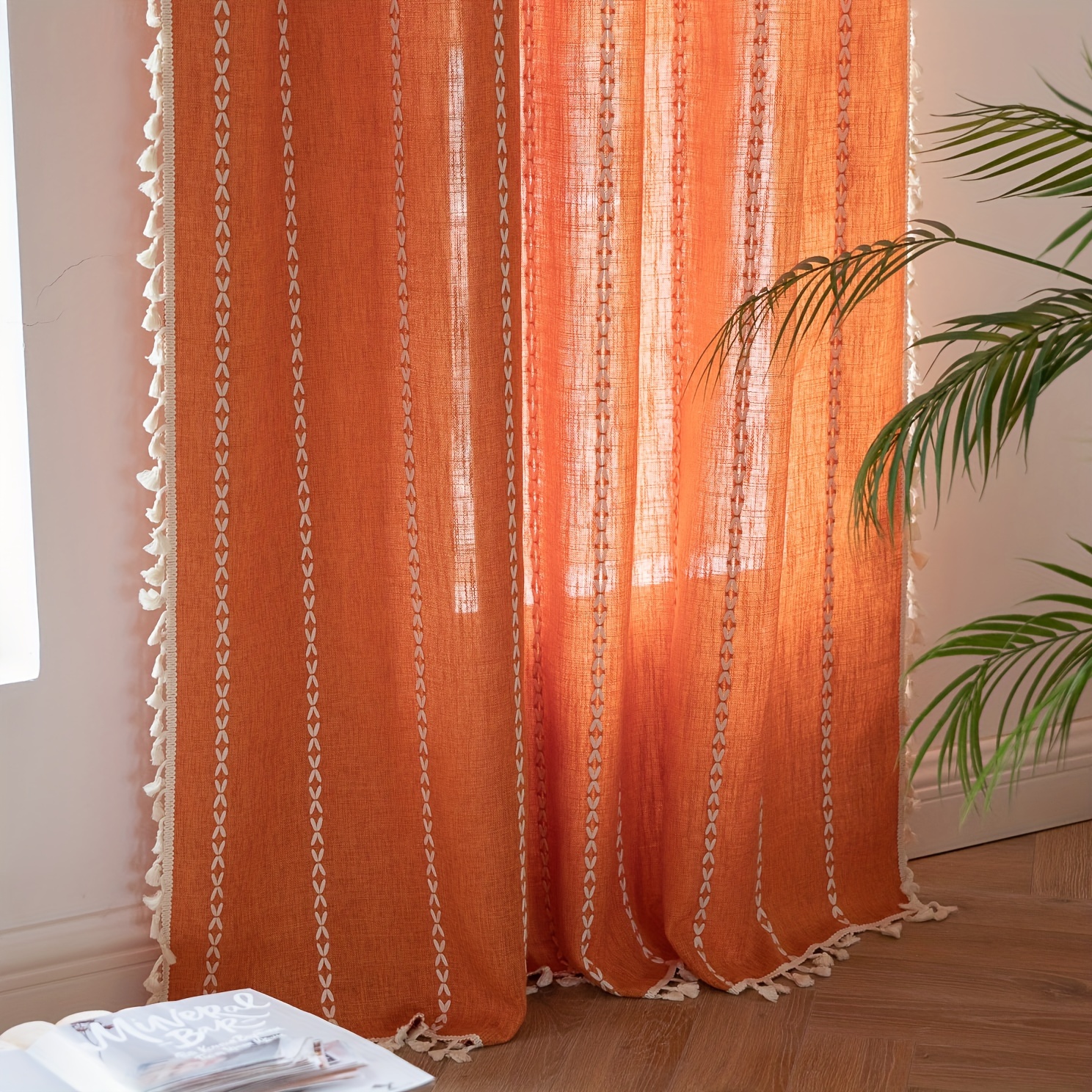 Cortinas de lino para ventana de Casa de Campo, cortina de bolsillo de  varilla, filtrado de luz ambiental para dormitorio de niños, 100% -  AliExpress
