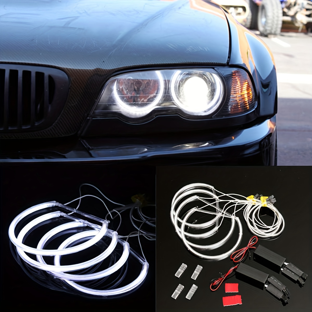 LED Angel Eyes for BMW E46 E39 E38 E36 projector headlight white E39 angel  eye 4*131mm rings