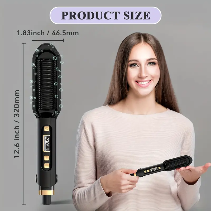 new arrival straight hair comb lazy straight hair curly hair dual purpose electric heating clipboard lcd display with clip does not hurt hair straightening artifact details 2