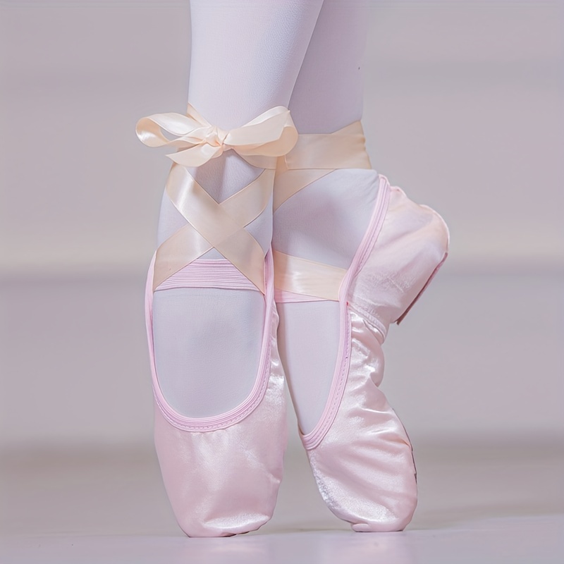Zapatillas De Ballet Rosa Para Niña Con Punta De Cinta, Suela Blanda,  Antideslizantes, Sólidas, Ligeras, Para Niños Y Adultos, Danza Satinada,  Práctic