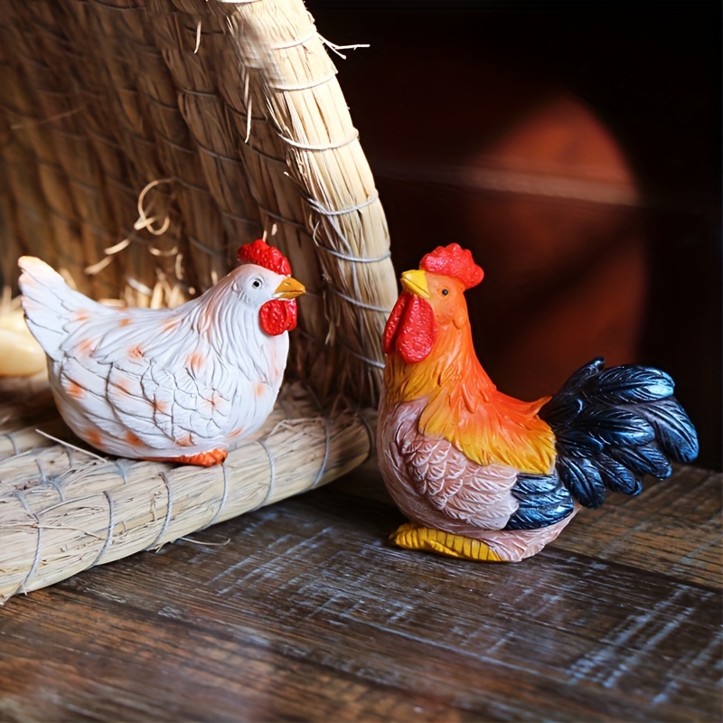 2 PCS poulet figurine animaux de ferme volaille jardin décor miniature  paysage plantes pot bonsaï décor