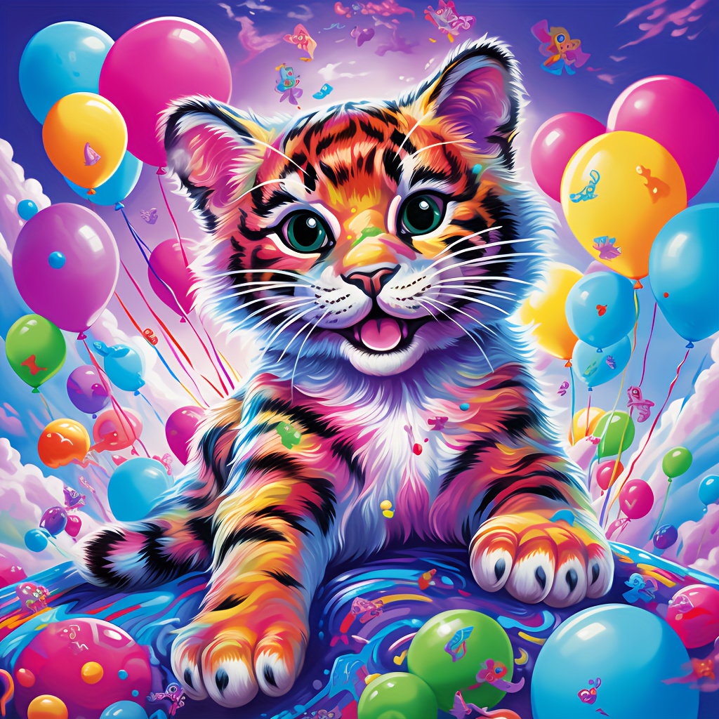 

1pc Large Size 40x40cm/15.7x15.7inch Without Frame Diy 5d Diamond Painting Cute Little Tiger, Full Rhinestone Painting, Diamond Art Embroidery Kits, Handmade Home Room Office Wall Decor