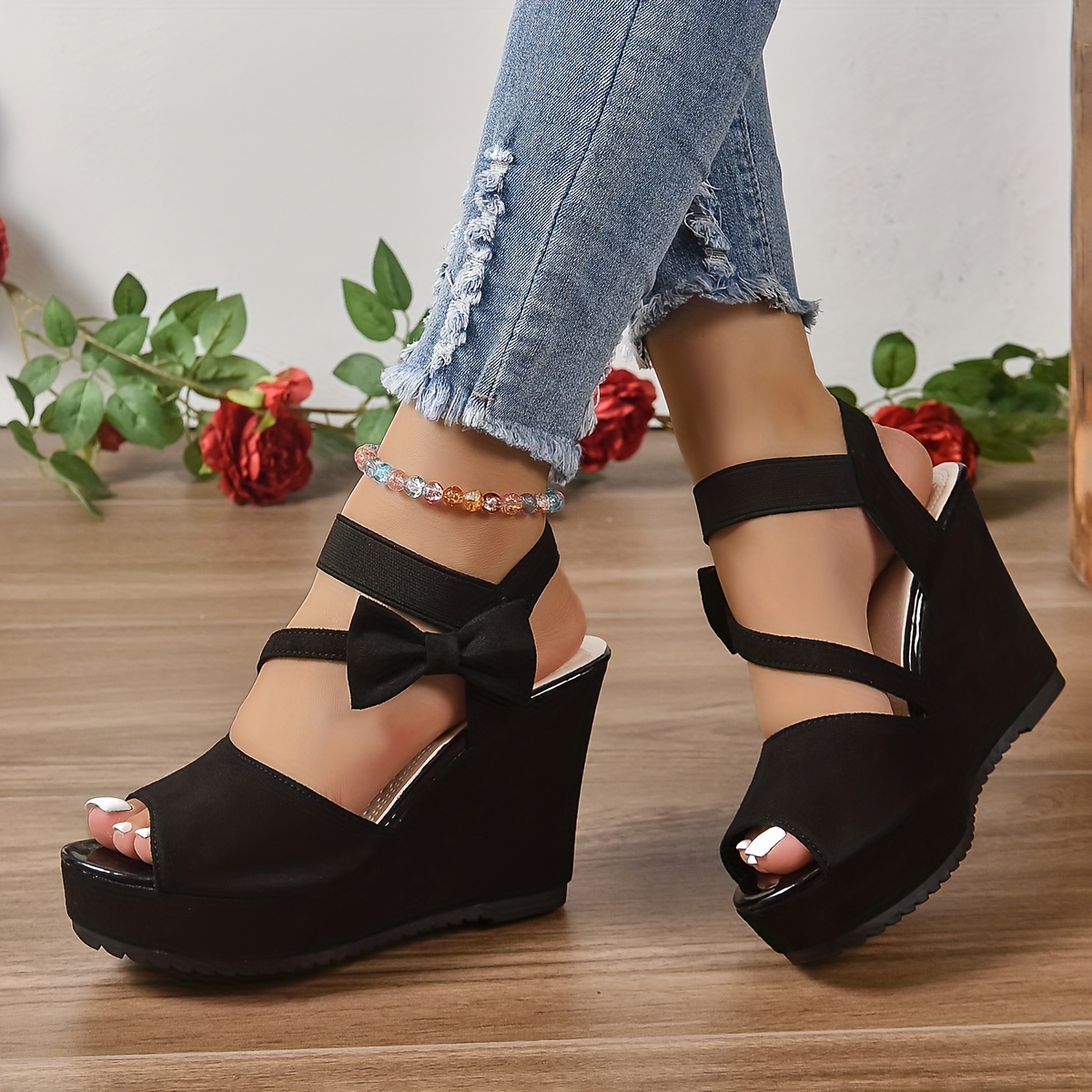 Amazon.com: Criss Cross Lace Up Espadrille Sandals for Women Sexy Straw  Woven Strappy Wedge Sandals High Wedges Black : Everything Else
