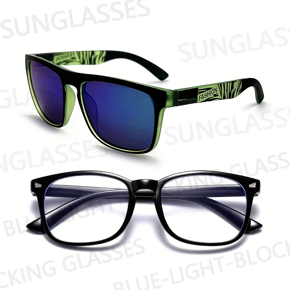 2pairs Glasses Sunglasses Set For Men Women Glasses Flat Top