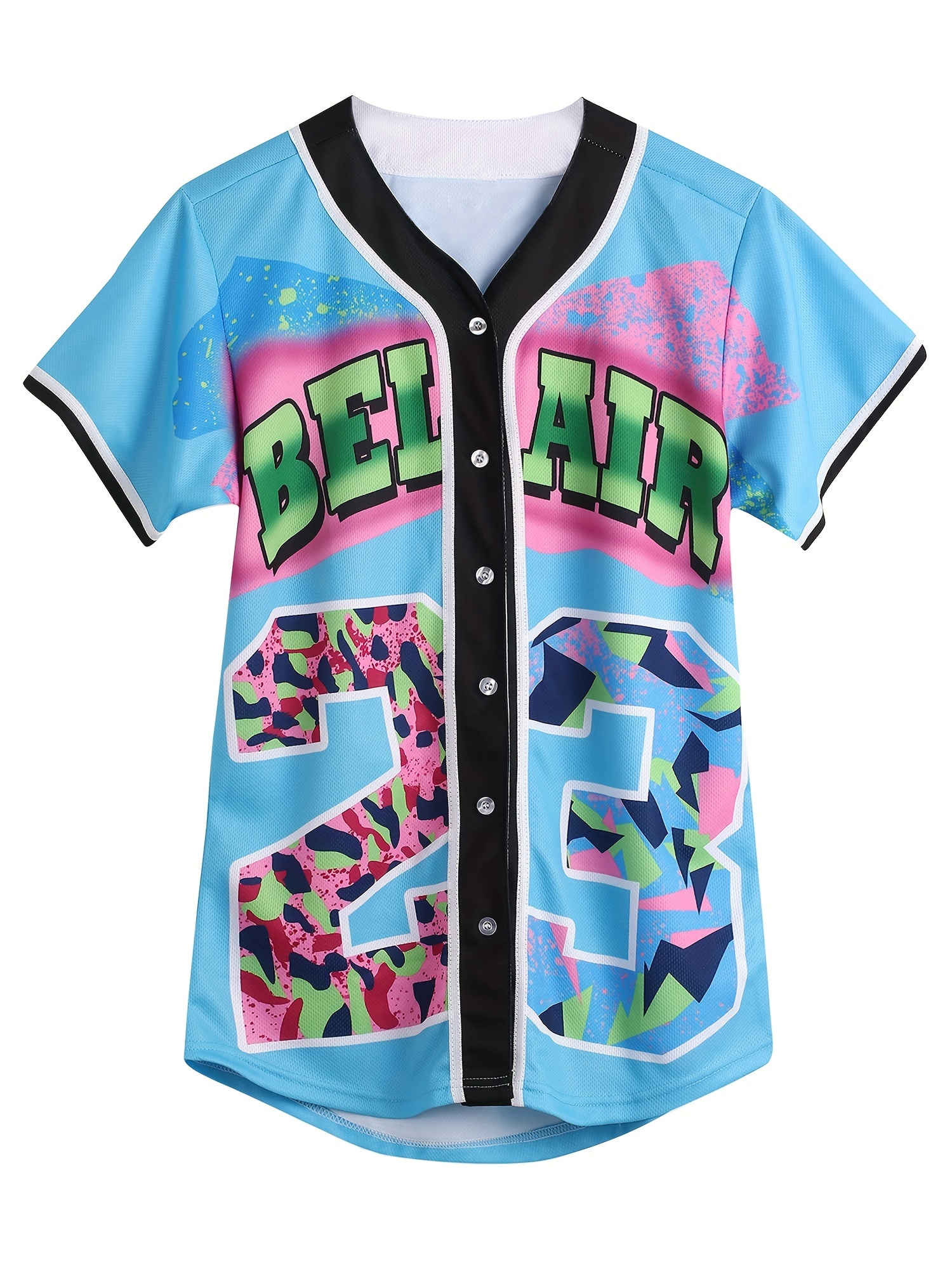 90s Outfit for Women, Two Tone 23 Hip Hop Baseball Jersey Shirt for Theme Party, 90s Stylish Clothing for Women,Temu