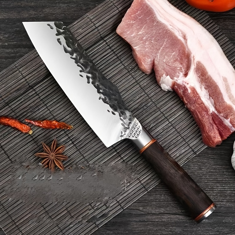 3pcs Butcher Knife Set, Hand Forged Serbian Chef Knife & Meat Cleaver Knife & Viking Knives, Meat Cutting Kitchen Knife Set for Home, Outdoor